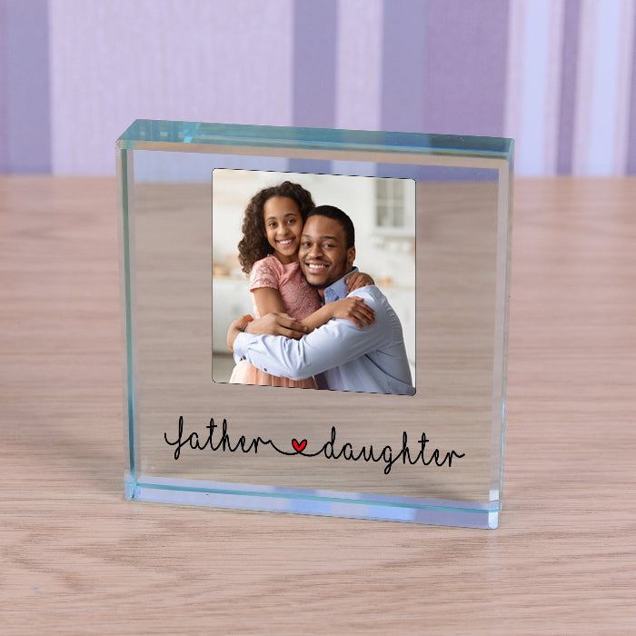 Father & Daughter Photo Glass Freestanding Keepsake