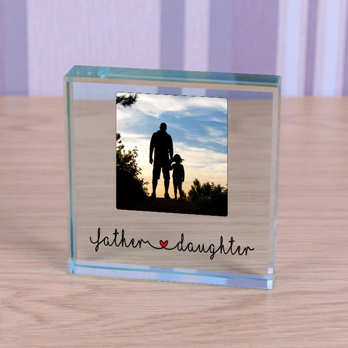 Father & Daughter Photo Glass Freestanding Keepsake