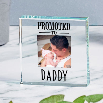 Promoted To Daddy Photo Gift Glass Keepsake