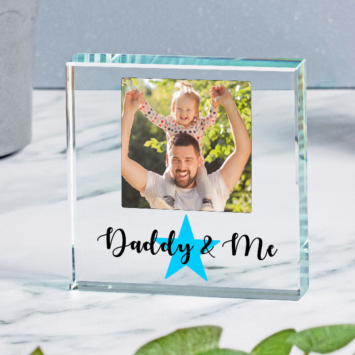Daddy & Me Gift Glass Photo Upload Keepsake Block