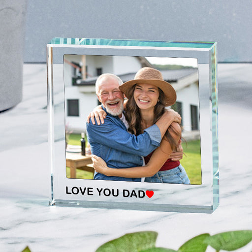 Love You Dad Photo Glass Freestanding Keepsake