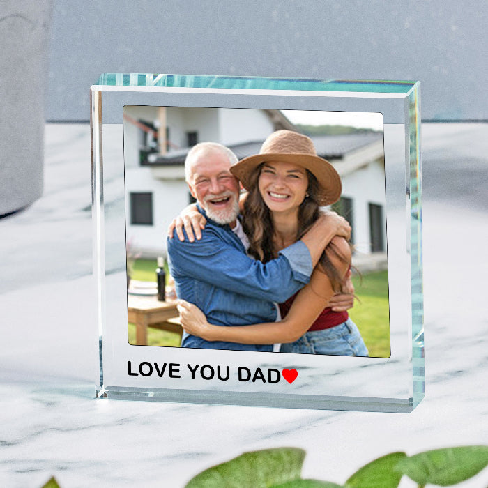 Love You Dad Photo Glass Freestanding Keepsake