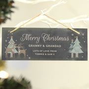 Personalised Christmas Reindeer Hanging Slate Plaque Sign