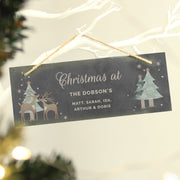 Personalised Christmas Reindeer Hanging Slate Plaque Sign