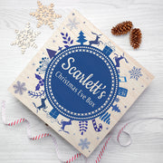 Personalised Snowflake Wreath Wooden Christmas Eve Box