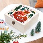 Personalised Scandi Fox Wooden Christmas Eve Box