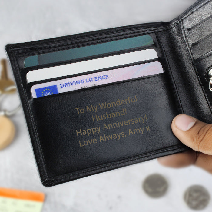 Personalised Black Leather Wallet - Any message