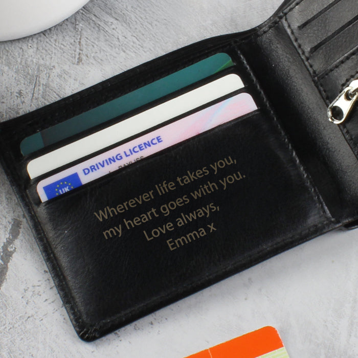 Personalised Black Leather Wallet - Any message