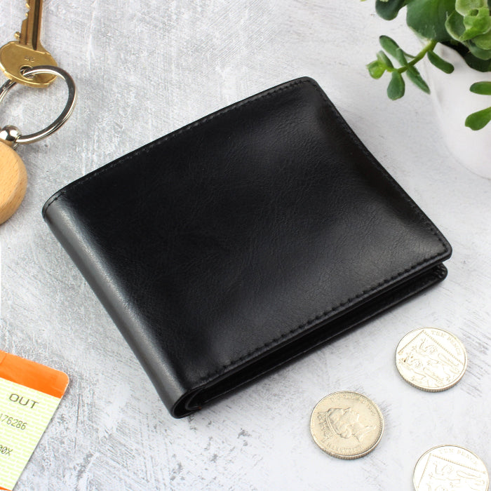 Personalised Black Leather Wallet - Any message