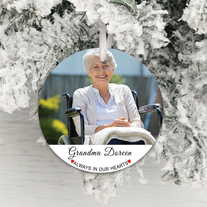 Personalised Always In Our Heart Photo Memorial Christmas Decoration