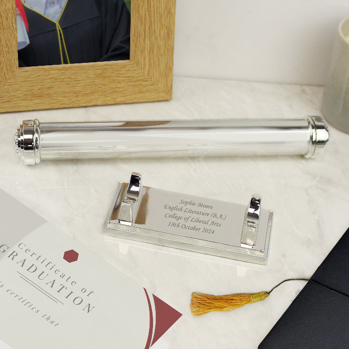 Personalised Silver Plated Graduation Certificate Holder