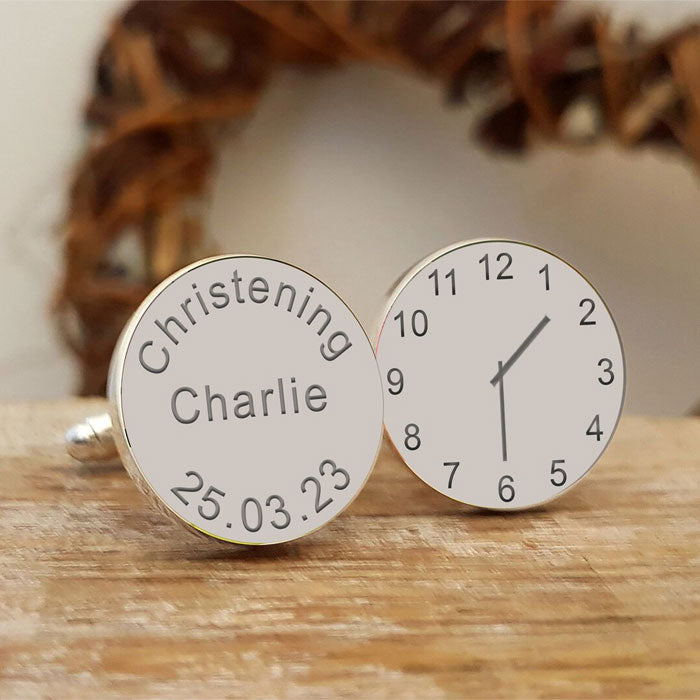 Engraved Christening Day Cufflinks