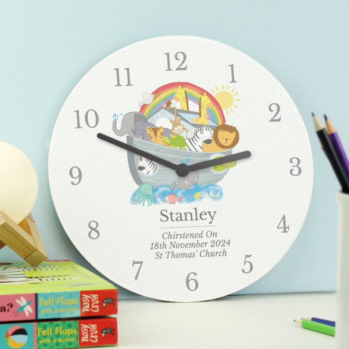 Personalised Noah's Ark Christening Clock