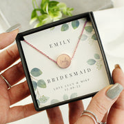 Personalised Bridesmaid Rose Gold Necklace & Gift Box