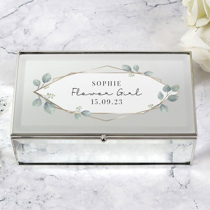 Personalised Botanical Flower Girl Mirrored Jewellery Box