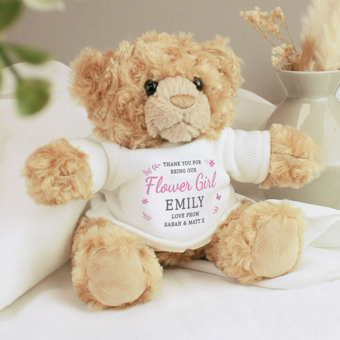 Personalised Flower Girl Teddy Bear