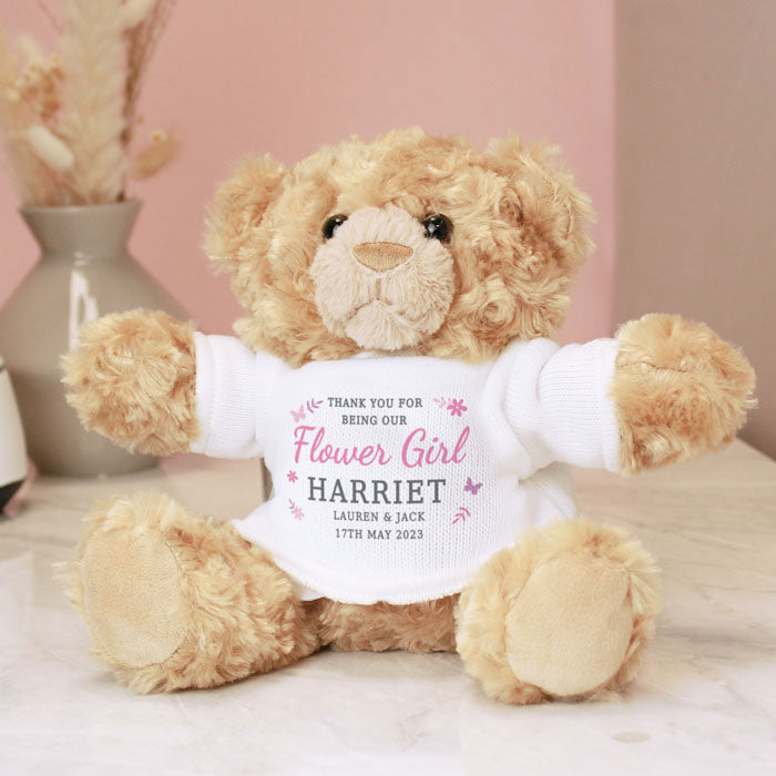 Personalised Flower Girl Teddy Bear