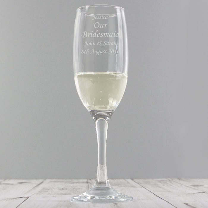 Personalised Bridal Party Champagne Flute Glass & Gift Box