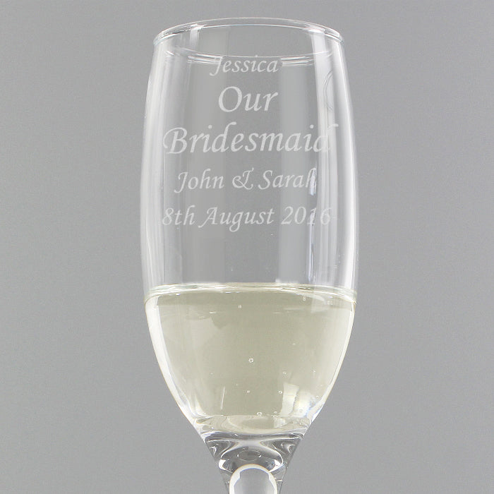 Personalised Bridal Party Champagne Flute Glass & Gift Box