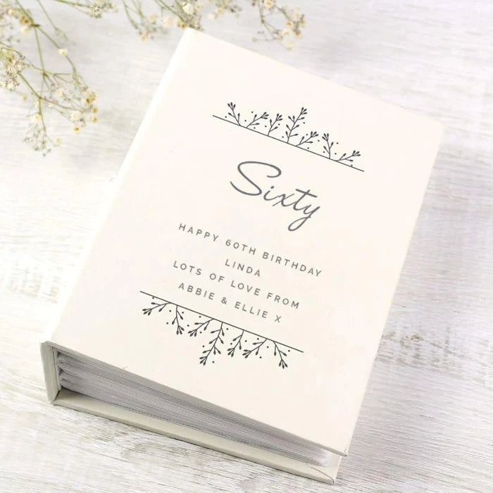 Personalised Floral 60th Birthday Photo Album with Sleeves - 6x4