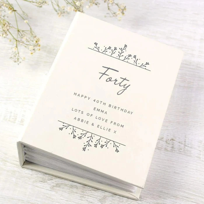 Personalised Floral 40th Birthday Photo Album with Sleeves - 6x4