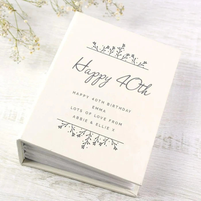 Personalised Floral 40th Birthday Photo Album with Sleeves - 6x4