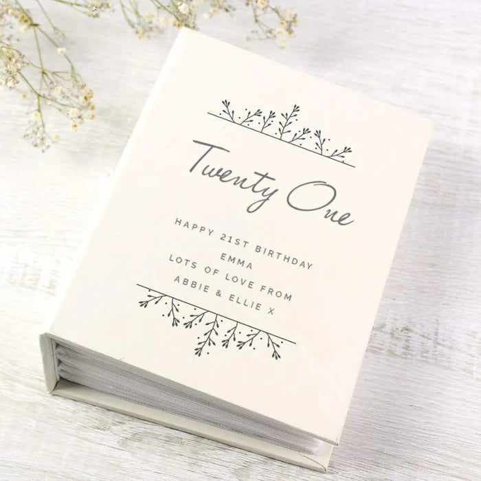 Personalised Floral 21st Birthday Photo Album with Sleeves - 6x4