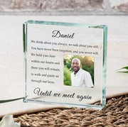 Personalised Until We Meet Again Memorial Photo Glass Block