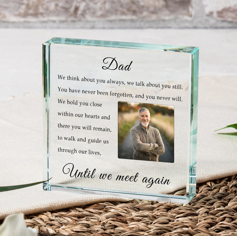 Personalised Until We Meet Again Memorial Photo Glass Block