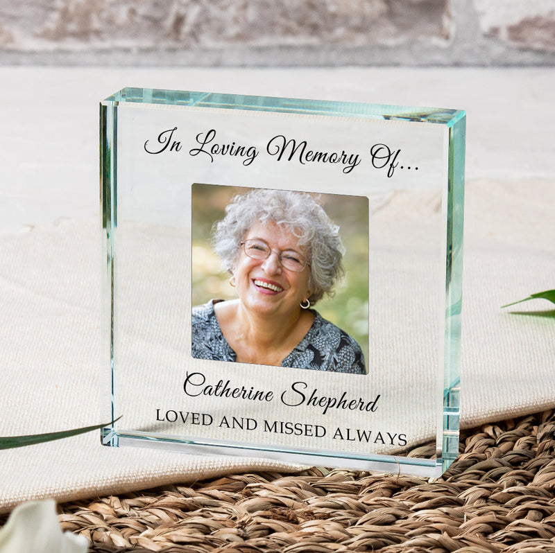 Personalised In Loving Memory Of Memorial Photo Glass Block