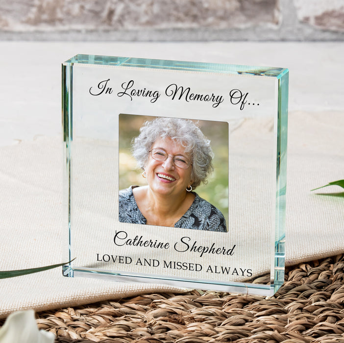 Personalised In Loving Memory Of.. Memorial Photo Glass Token