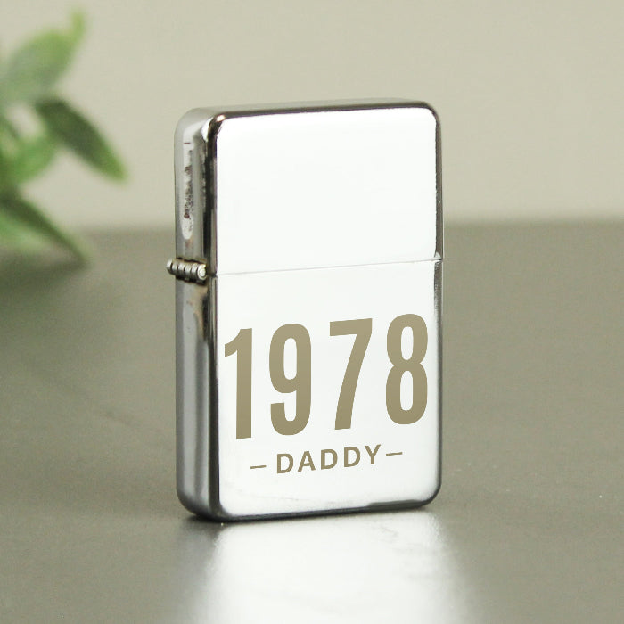 Personalised Birth Year Silver Lighter