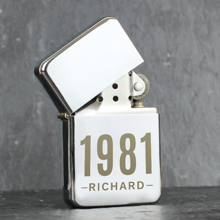 Personalised Birth Year Silver Lighter