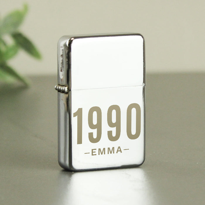 Personalised Birth Year Silver Lighter