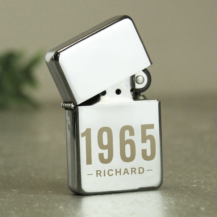 Personalised Birth Year Silver Lighter