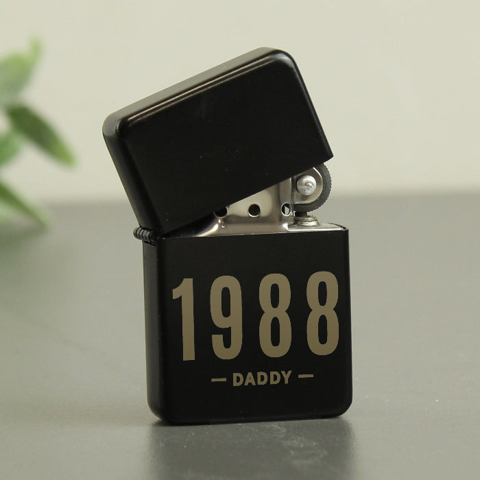 Personalised Birth Year Black Lighter