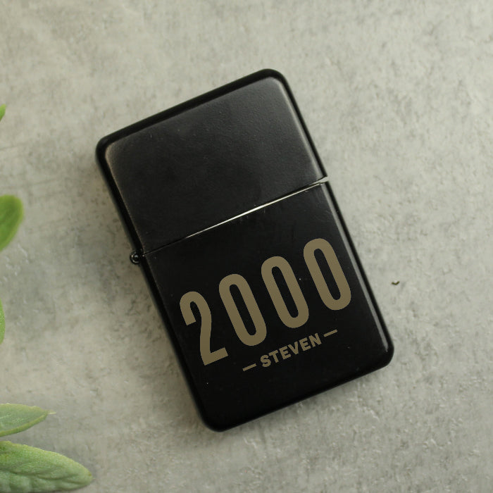 Personalised Birth Year Black Lighter