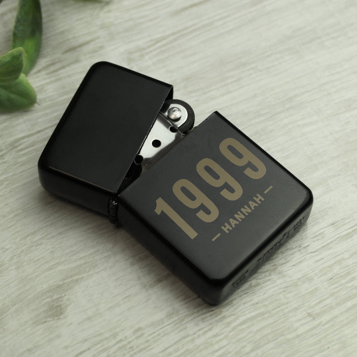 Personalised Birth Year Black Lighter