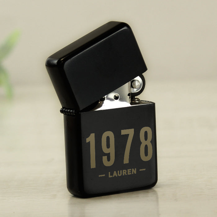 Personalised Birth Year Black Lighter
