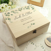 Personalised Botanical Wedding Wooden Keepsake Box