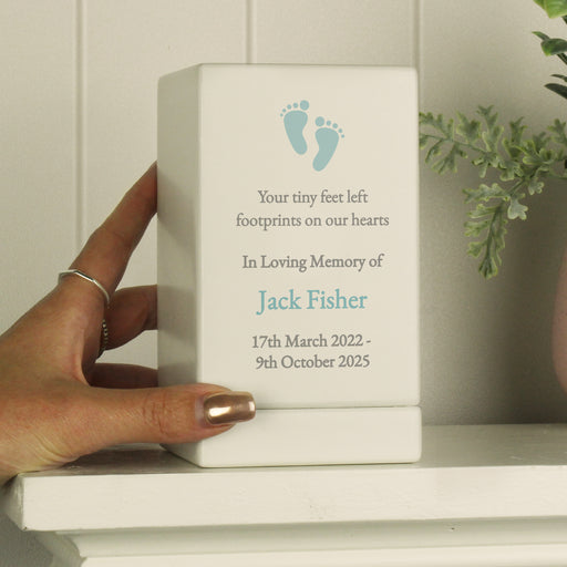 Personalised Baby Boy Small Wooden Urn For Ashes