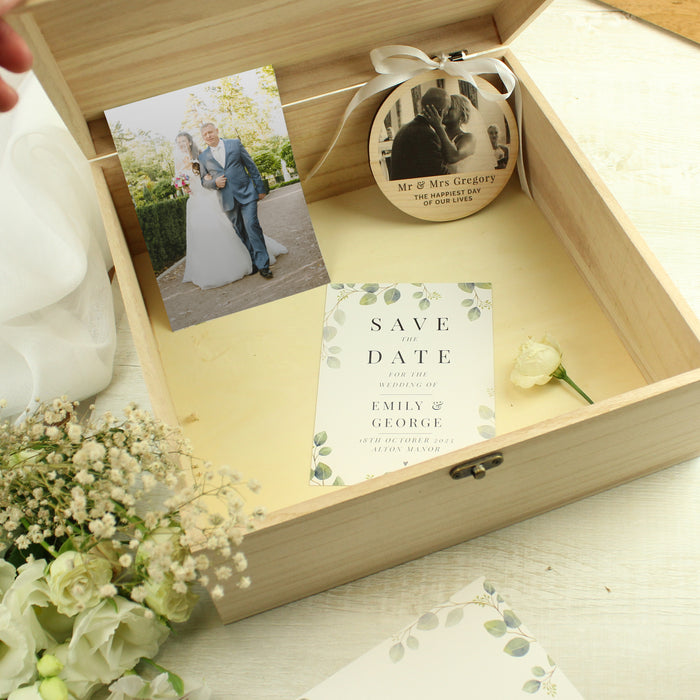 Personalised Botanical Wedding Wooden Keepsake box