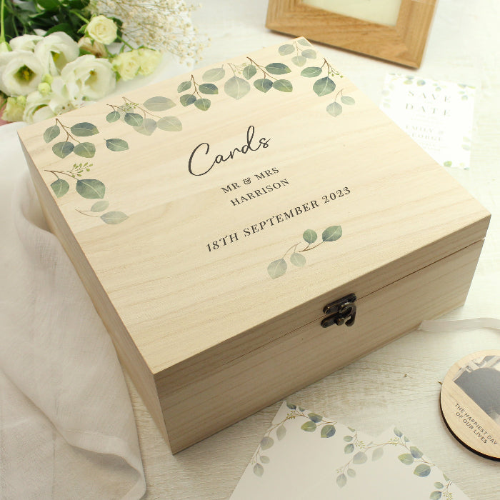 Personalised Botanical Wedding Wooden Keepsake Box