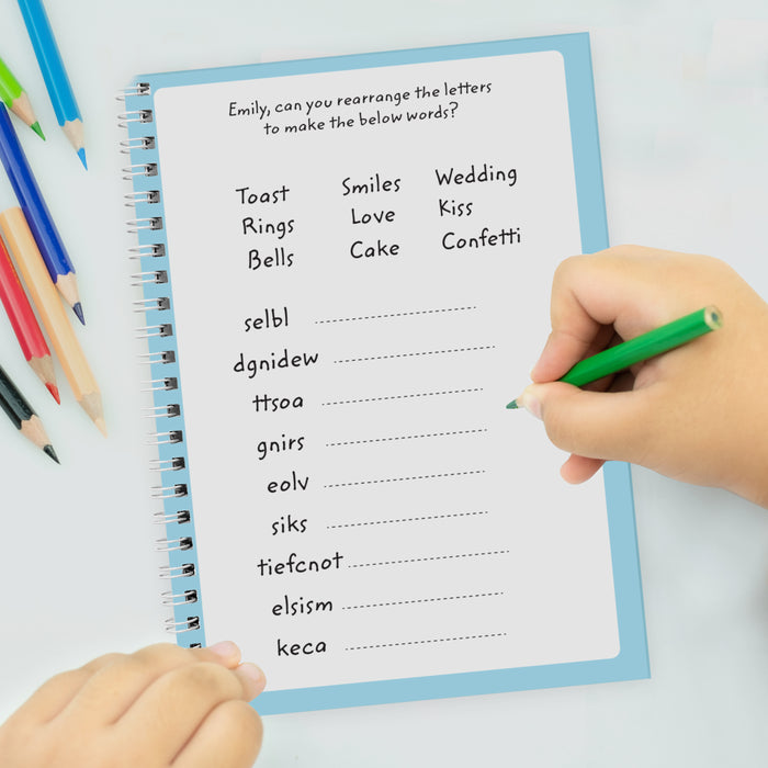 Personalised Wedding Activity A5 Notebook