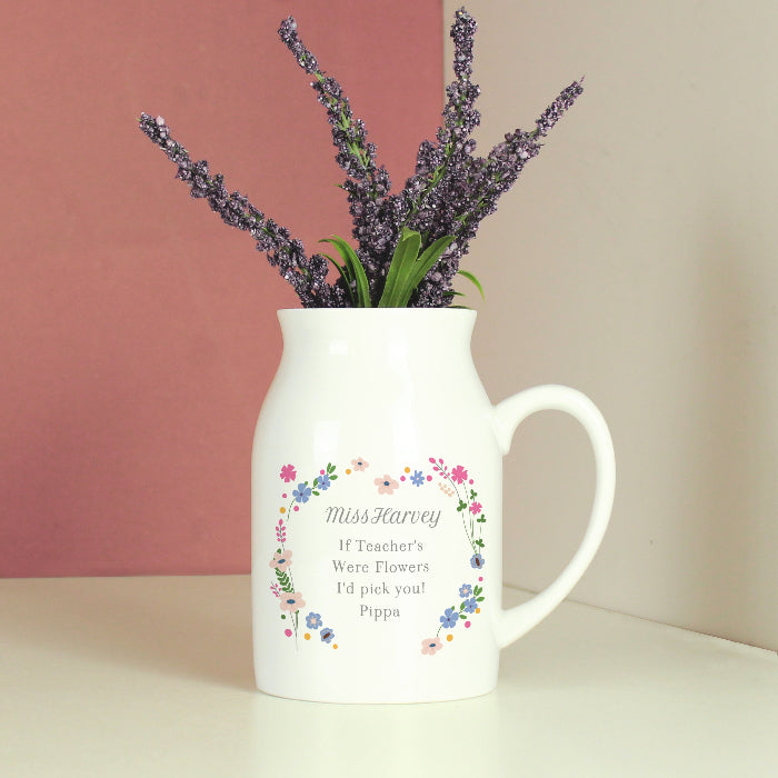 Personalised Floral Teacher Flower Jug Vase