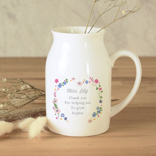 Personalised Floral Teacher Flower Jug Vase