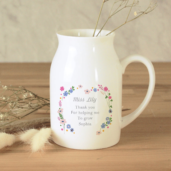 Personalised Floral Teacher Flower Jug Vase