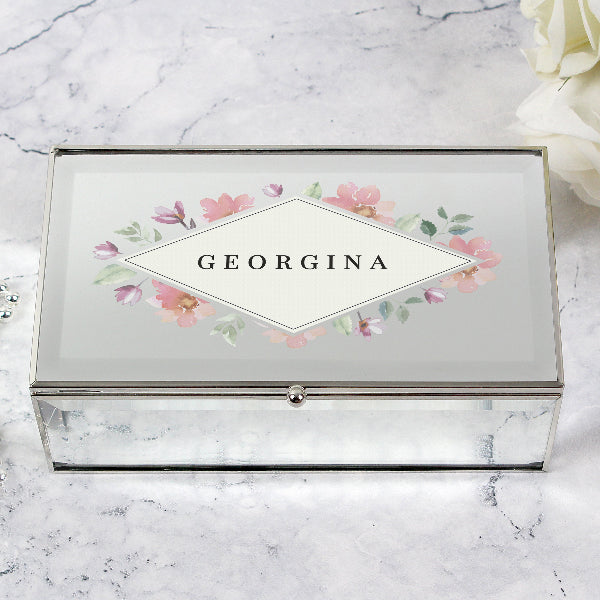Personalised Floral Watercolour Jewellery Box With Name