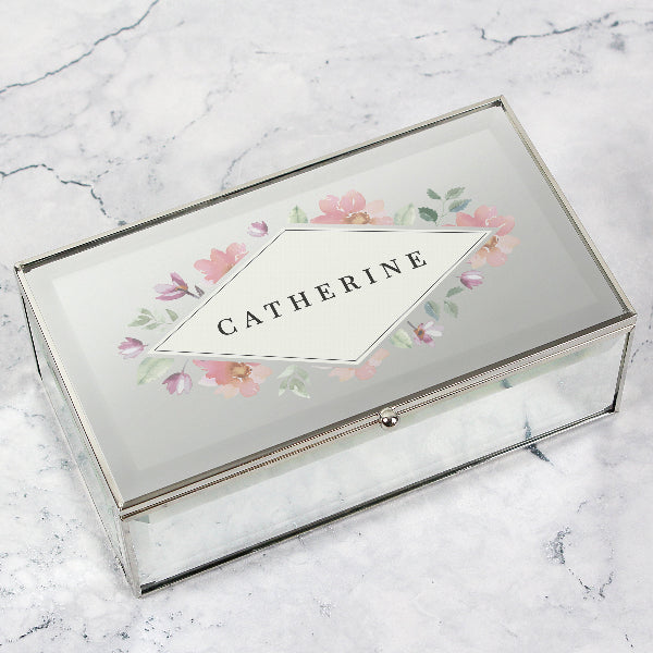 Personalised Floral Watercolour Jewellery Box With Name