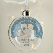 Personalised First Christmas as a Family Polar Bear Glass Bauble